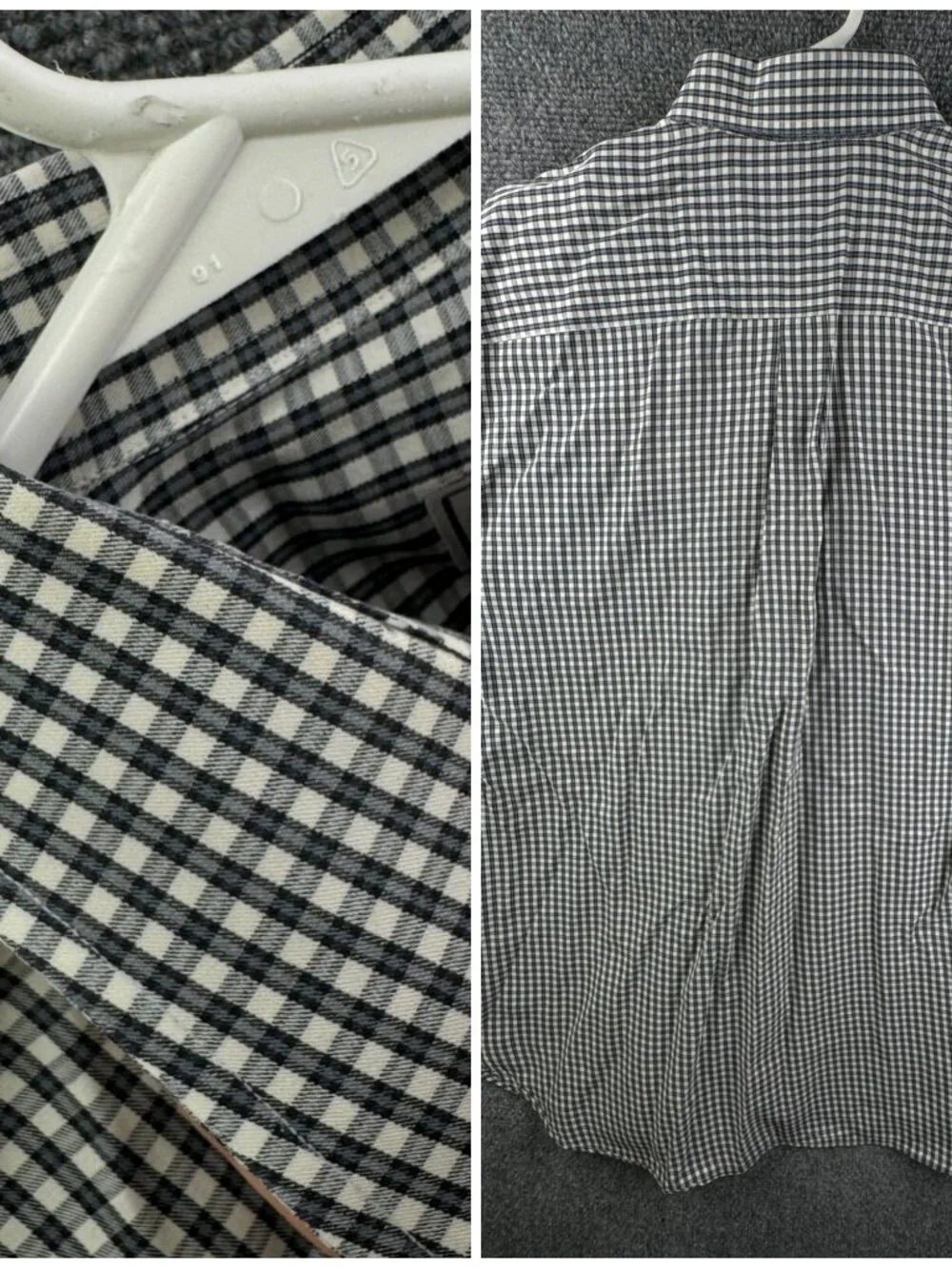Peter Millar XL Long Sleeve Button Up Shirt Blue Ivory Check Cotton Men Adult *